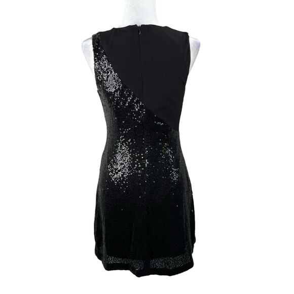 Laundry by Shelli Segal Black Asymmetric Sequined Sleeveless Mini Dress 6 NWT - Picture 3 of 13